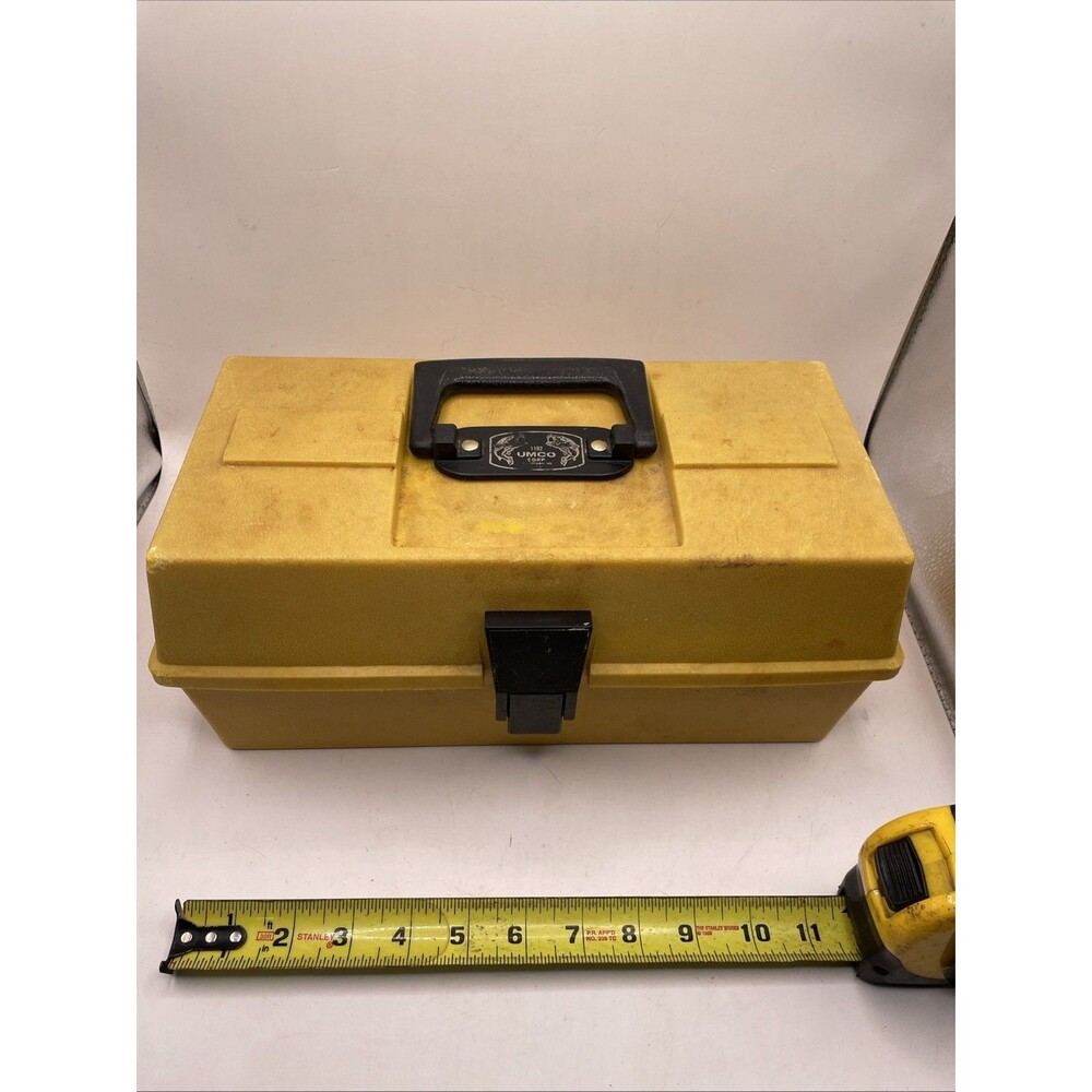 Vintage UMCO 1102 Yellow Plastic Tackle Box USA MCM